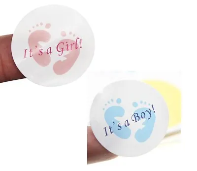 Baby Shower Sticker Boy Girl Gift Present Seal Stickers Gender Reveal Labels 3cm • £2.20