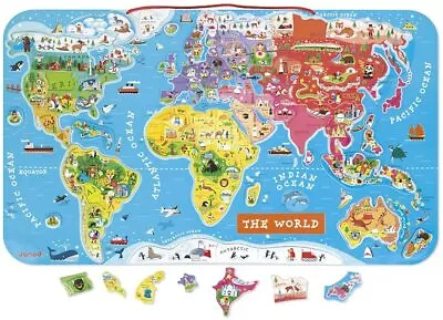 Janod Magnetic World Map Puzzle Educational Game Creative Play Toy • £36.45