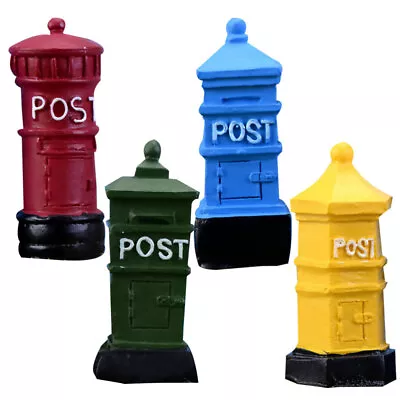 4 PCS Resin Ornament Miniature Post Box Posting Box Decor Resin Figurine Decor • £5.45