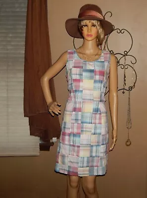Vintage LL Bean Size 6 Madras Patchwork Multicolor Sleeveless Summer Dress EPOC • $32.50