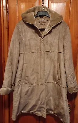 Yazz Faux Sheepskin Coat With Hood Size 14 Length 36  Flat Across 23   • £15