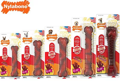 Nylabone Beef Jerky Flavour Power Chew Tough Textured Durable Dog Bone Toy • £5.99