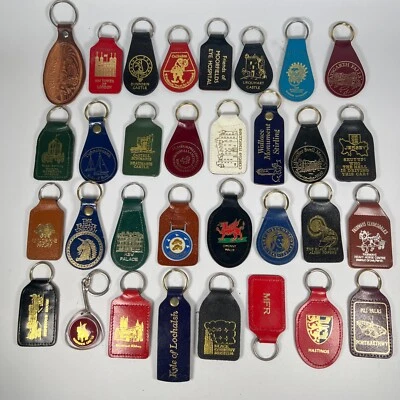 £9.99 • Buy 32 Vintage 1980s 1990s Keyrings Leather Souvenir Places Wales Scotland England