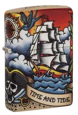 Zippo Windproof Pirate Ship & Lighthouse Nautical Tattoo 49532 New In Box • $35.66