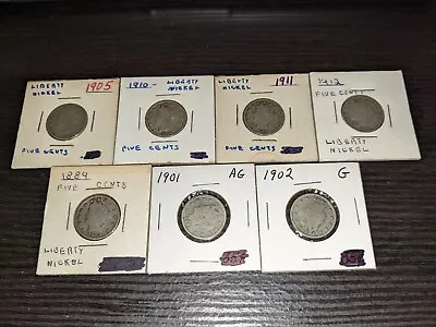 Liberty V Nickel Lot 7 Coins Great Condition 1889-1912 • $29.85