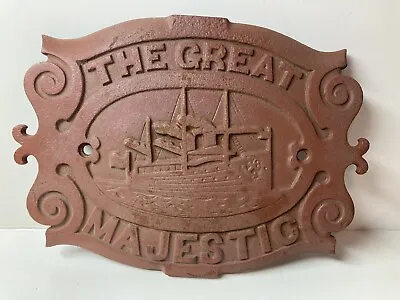 Antique THE GREAT MAJESTIC Cast Iron Wood Stove Oven Plate Steam Ship Vintage • $99.99