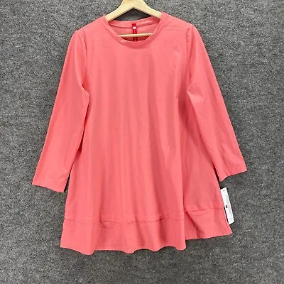 New IC Collection Blouse Women S Small Pink Crew Neck Long Sleeve Nylon Solid • $20.07