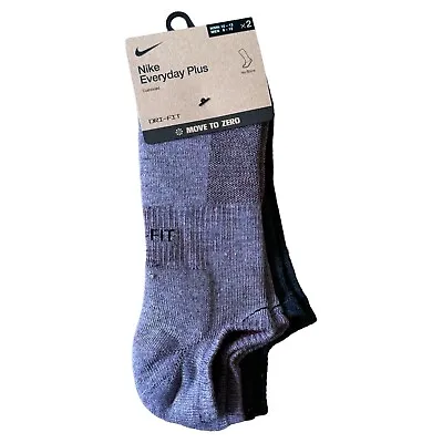 Nike 2-Pack Everyday Plus Cushioned No-Show Socks Mens (8-12) Charcoal/Purple • $15.97