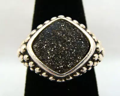 Michael Dawkins Pebbled And Hammered Sterling Silver & Gray Druzy Ring Size 6.5 • $32.99