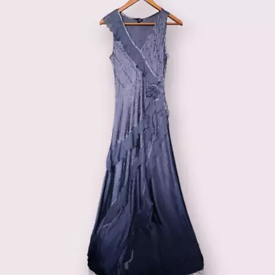 Y2K Gray Purple Ruffle 3D Rose Prom Dress Size S • $25