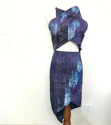 NEW Maurie & Eve Crush Cross Dress Sz 2 Purple Blue Cut Out Asymmetric Halter DH • $98