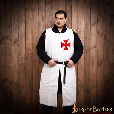 Knight Templar Renaissance Costume Medieval Viking Tunic With Stitched Red Cross • $60.49