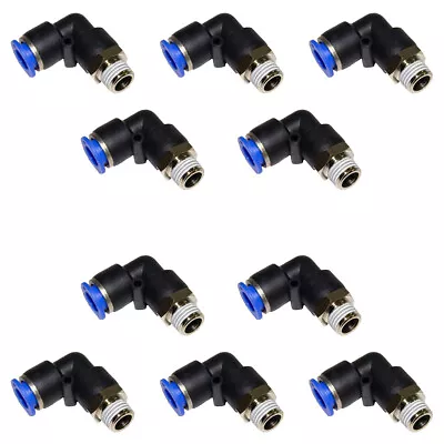10pcs 3/8  OD Tube X 1/4  NPT Pneumatic Elbow Push To Connect Air Fitting • $22.45