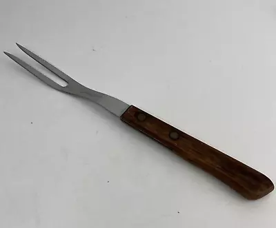 Vintage Stainless Steel Wood Handle Meat Serving Fork • $8.95