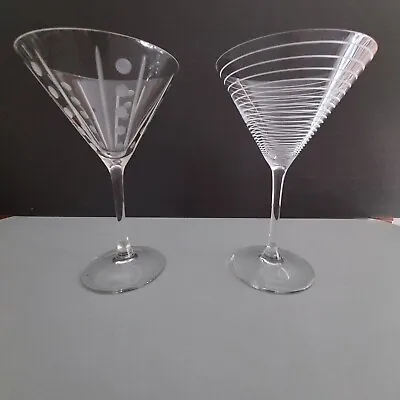 Mikasa Pair Of Martini Glasses - Two Patterns - Dots W/Lines & Swirls  • $25