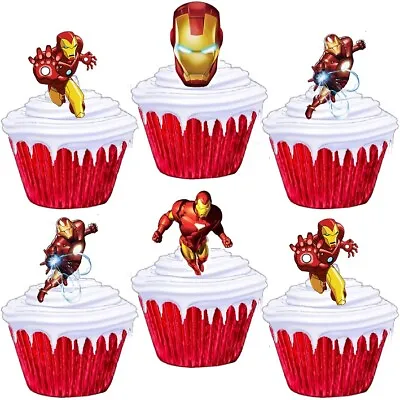 Iron Man STAND UP Avengers Marvel Cake Toppers Edible Birthday Party Decorations • £2.38