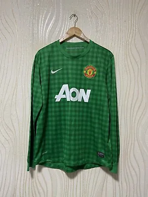 MANCHESTER UNITED 2012 2013 GOALKEEPER FOOTBALL SHIRT SOCCER JERSEY NIKE Sz L • $89.99