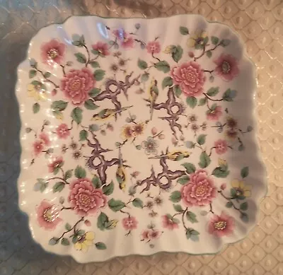 Vtg.James Kent Old Foley. 8 Inch Square Collectable Chinese Rose Flower & Birds • £9.99