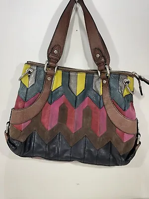 $60 • Buy Fossil Patchwork Maddox Multi Color Leather  Handbag