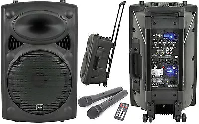 QTX QR15PA Portable PA System Battery Powered USB Sound + 2 X Wireless Handheld • £275