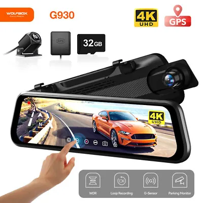 4K 10  Rearview Mirror Car DVR Dual Dash Cam Camera Front Rear Video Recorder • $78.99