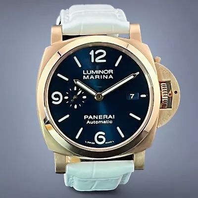 Panerai Luminor Marina PAM01112 PAM 1112 - Rose Gold With Blue Dial - 44mm B&P • $17995