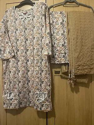 Asian Pakistani Ladies Lawn Suit Size L Readymade Shalwarkameez • £20