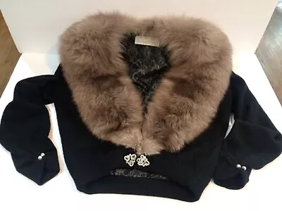 Vintage 50s Bernhard Altmann Cashmere Sweater With Mink Fur Collar XS/S • $39.99