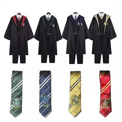 Kids Adults Harry Potter Costume Robe Cloak Vest Tie Book Week Comicon Cosplay • $58.99