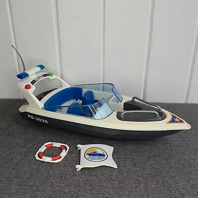 £5 • Buy Playmobil Police Speed Boat From Tropical Harbour Police HQ & Prison Set 5128