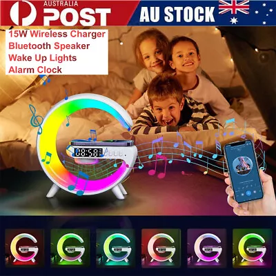 Mini 15W Phone Wireless Charger LED Lamp BT Speaker Night Light Alarm Clock Gift • $5.95