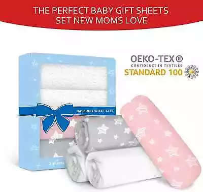 Waterproof Bamboo Bassinet Mattress Pad Protector&Bassinet Sheets 4 Pack Set • $27.99