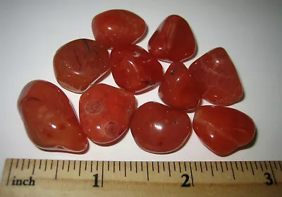 10 SMALL TUMBLED POLISHED .6 -1  CARNELIAN AGATE STONE MINERALS ~ 49.9grams *1 • $11.69