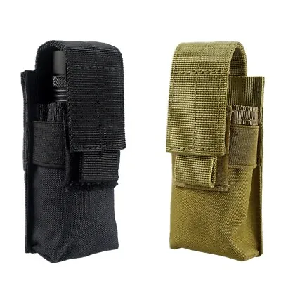 US Tactical Flashlight Holder Pouch Molle Single Mag Holster Utility Torch Case • $8.99
