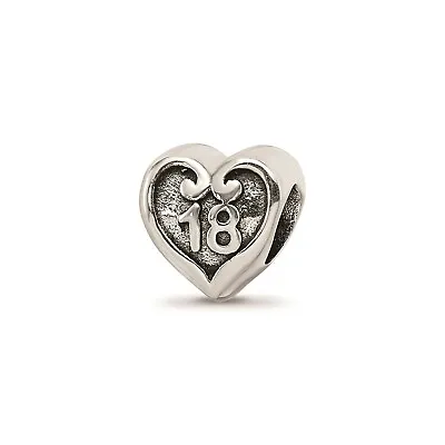 Reflection Beads Sterling Silver Antique Finish Age 18 Birthday Heart Bead • $20