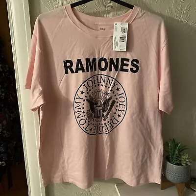 Bnwt M&s Pink Ramones Cotton  Top/t Shirt Size 20 • £14.99