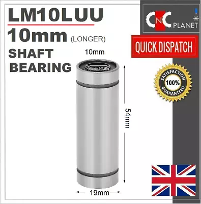 LM10LUU 10mm Linear Shaft Bar Rail Slide Bearing Longer Motion 3D Printer CNC UK • £3.75