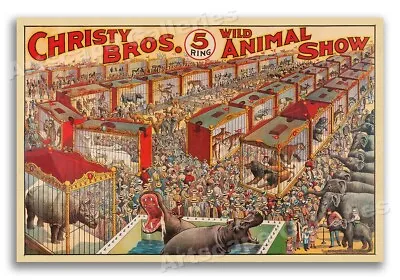 Christy Bros. Circus 1920s Wild Animal Show Vintage Circus Poster - 20x30 • $30.27