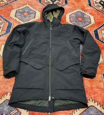 Mens HAGLOFS TORSANG PARKA Jacket Waterproof Hooded Fleece Lined - Small • $60