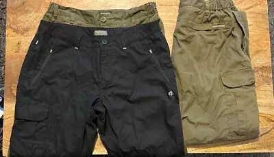 X3 Craghoppers Mens Classic Walking Trousers Hiking Trousers Khaki + Navy Small • £26