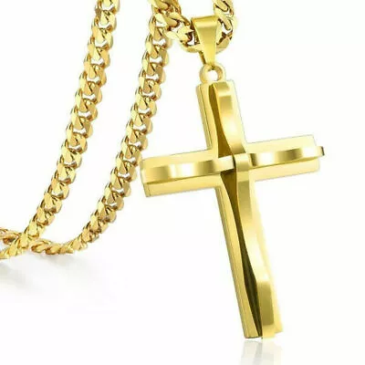 925 Silver Gold Men Women Catholic Crucifix Jesus Cross Pendant Necklace Jewelry • $2.96