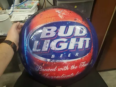 BUD LIGHT BEER SIGN Lighted 2000's Circular Circle Half Globe Sign  • $65