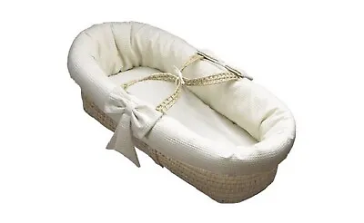 New BabyDoll Bedding Brand Pique Moses Basket In White Perfect Gift For New Baby • $80