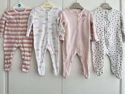 Baby Girls 0-3 Months Babygrow Sleepsuit Bundle Rainbow Stripes Mamas & Papas • £6.99