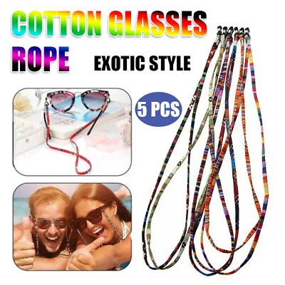 $6.66 • Buy 5 PCS Colorful Sunglasses Strap Eyeglass Chain Reading Glasses Holder Neck Cord