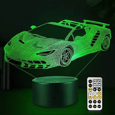 Race Car GiftsCar Lamp Car Party Supplies 7 Color Changing Nightlight With Touc • $23.99