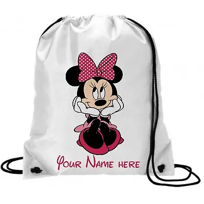 Minnie Mouse Personalised Drawstring Gym/ PE/ Swim Bag/ Pump Bag back Pack • £8.50