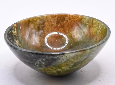 2.8  55g Green Orange Moss Agate Bowl Natural Chalcedony Gemstone Mineral India • $36.76