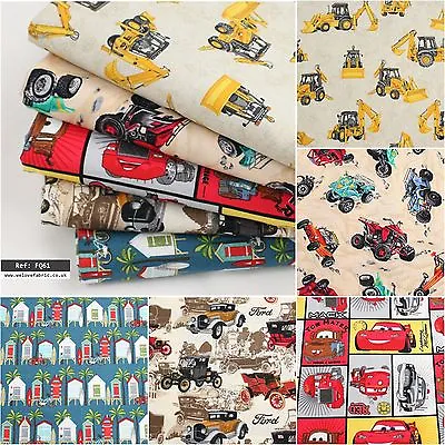 £3.80 • Buy Makeover Cars Beach Hut Cotton Fabric Collection Quilting Craft FQ Bundle FQ61