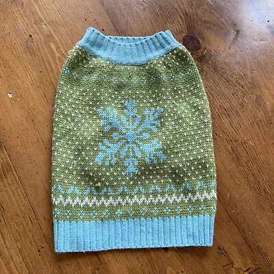 Martha Stewart Pets Fair Aisle Blue & Green Snowflake Sweater • $15.99